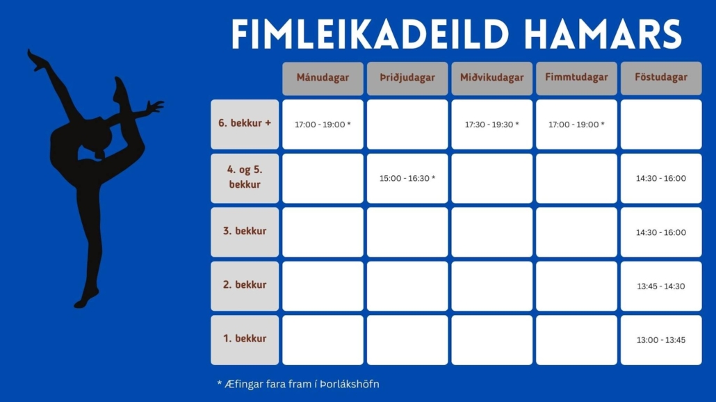 Fimleikadeild stundaskra