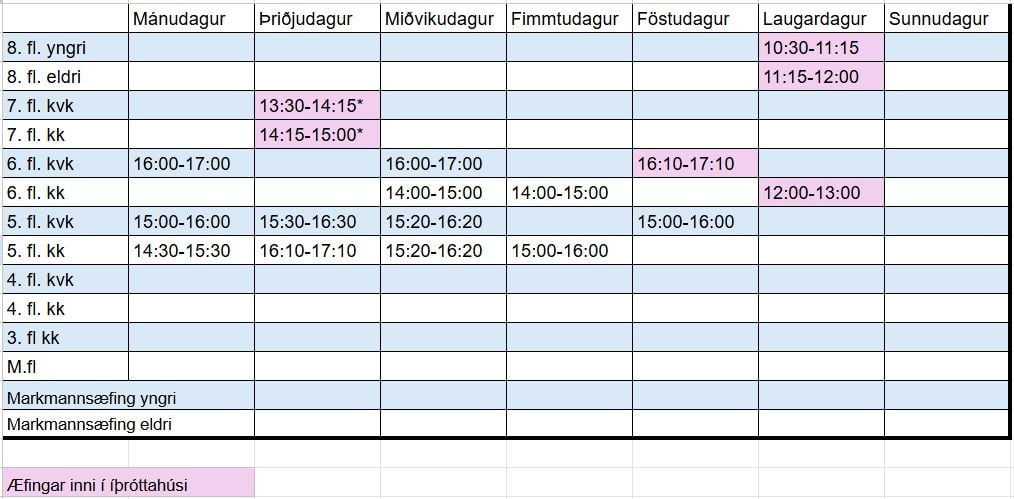 Knattspyrnudeild haust 2026